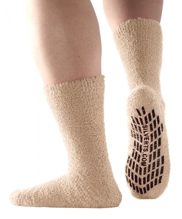 Large Yellow Non Slip Slipper Socks, Hospital Socks